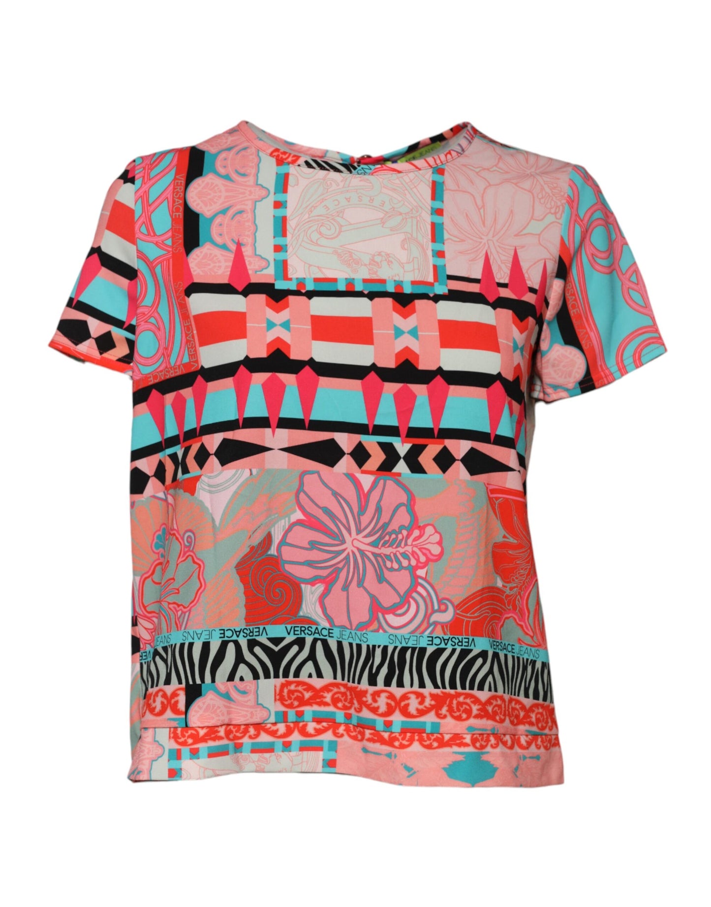 Chemisier à manches courtes imprimé multicolore Versace Jeans pour femme