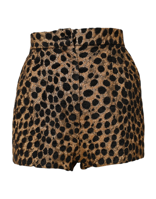 Short taille haute à imprimé léopard marron Dolce &amp; Gabbana
