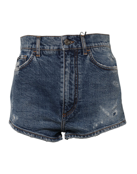 Short en denim bleu déchiré Dolce &amp; Gabbana en coton