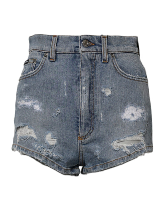 Short en denim bleu déchiré Dolce &amp; Gabbana en coton