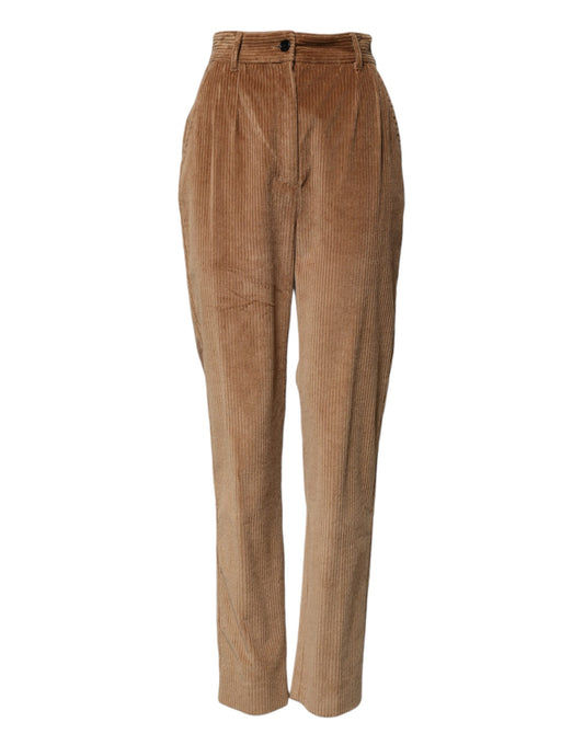 Pantalon fuselé en velours côtelé de coton marron Dolce &amp; Gabbana