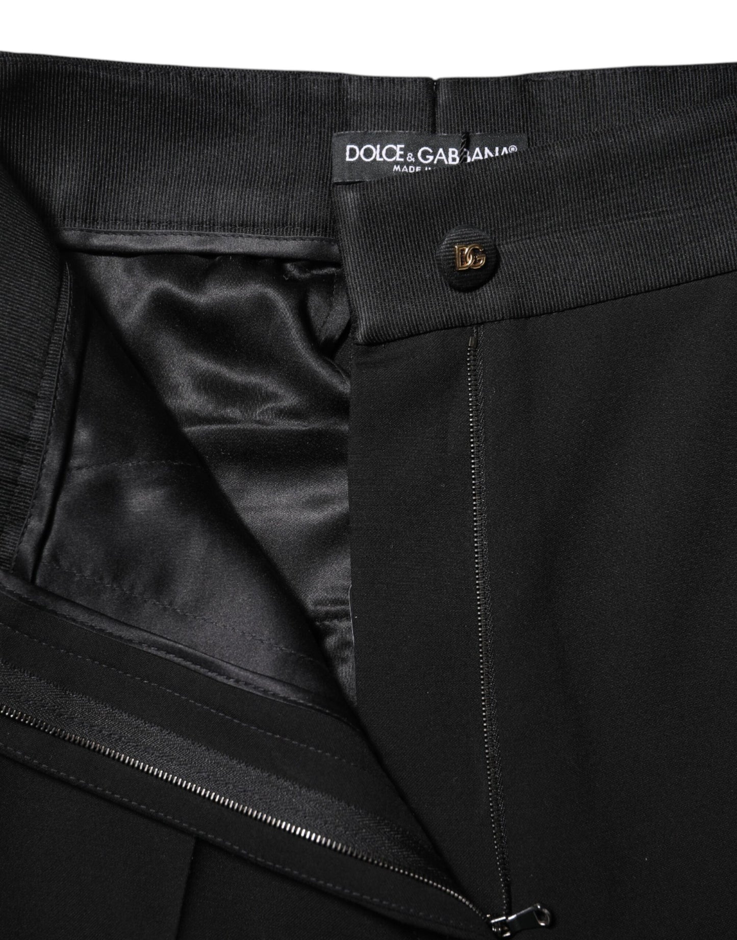 Pantalon skinny taille haute en laine noire Dolce &amp; Gabbana