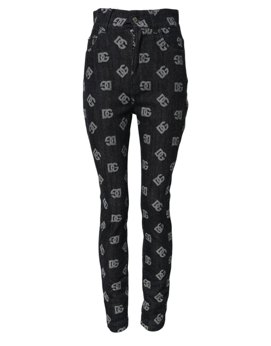 Jean skinny taille haute noir Dolce &amp; Gabbana avec logo DG