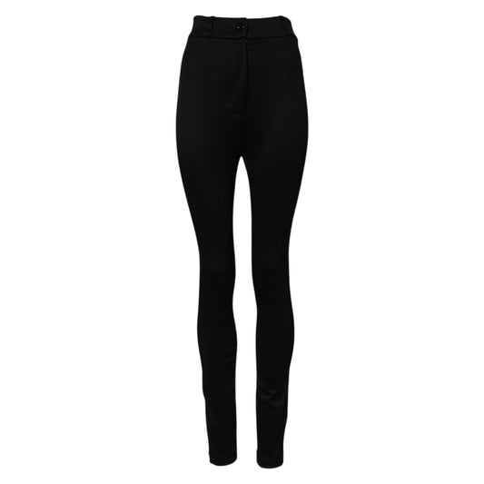 Pantalon legging skinny taille haute en nylon noir Dolce &amp; Gabbana
