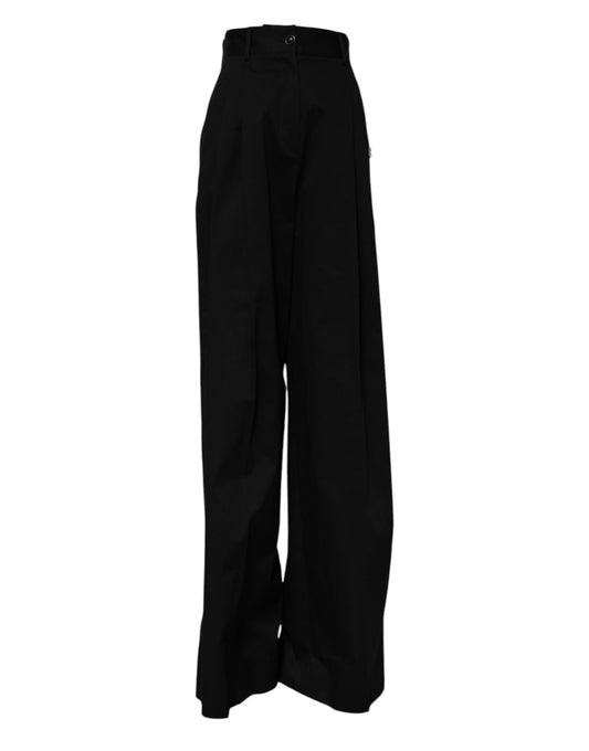Pantalon large taille haute en coton noir Dolce &amp; Gabbana