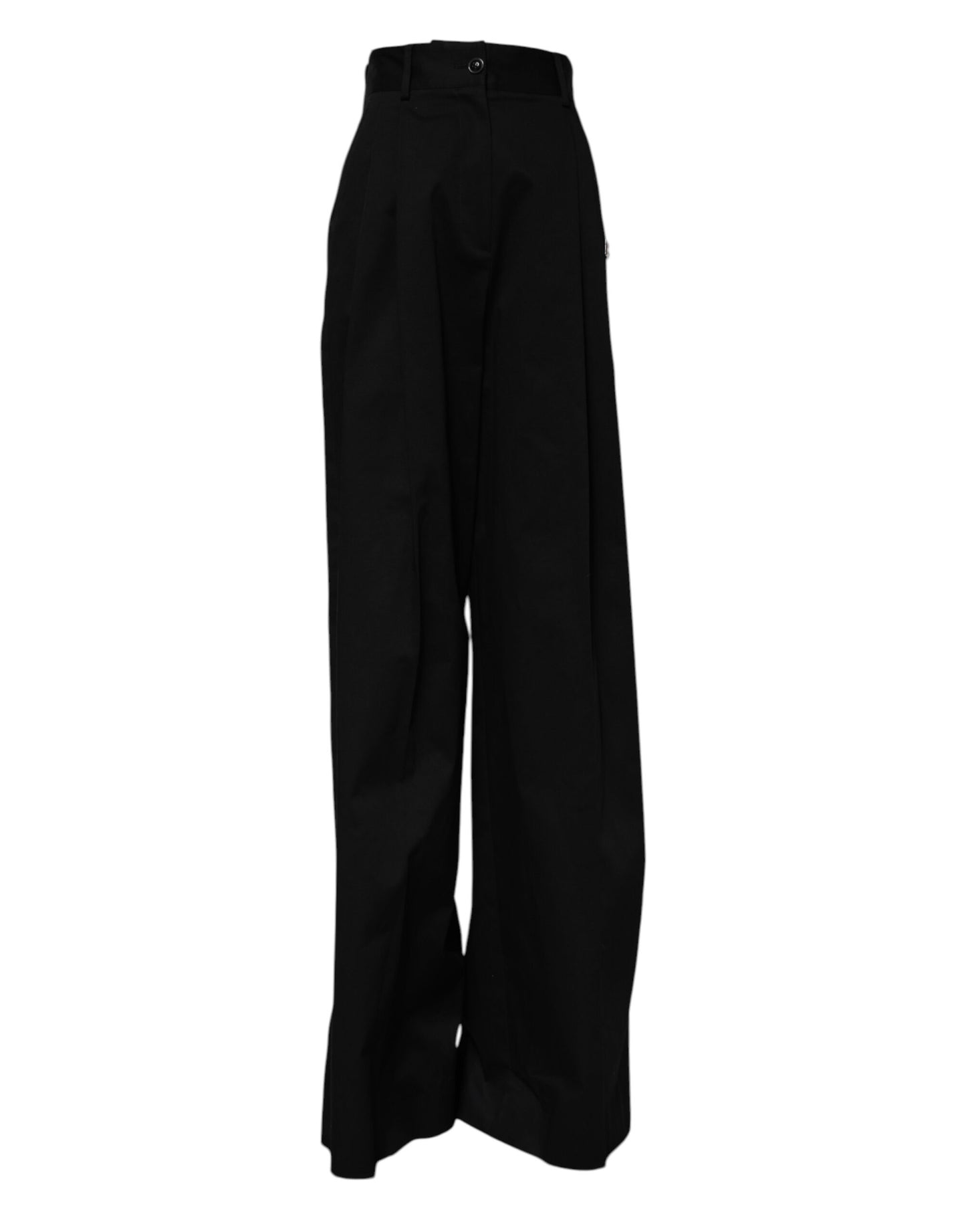 Pantalon large taille haute en coton noir Dolce &amp; Gabbana