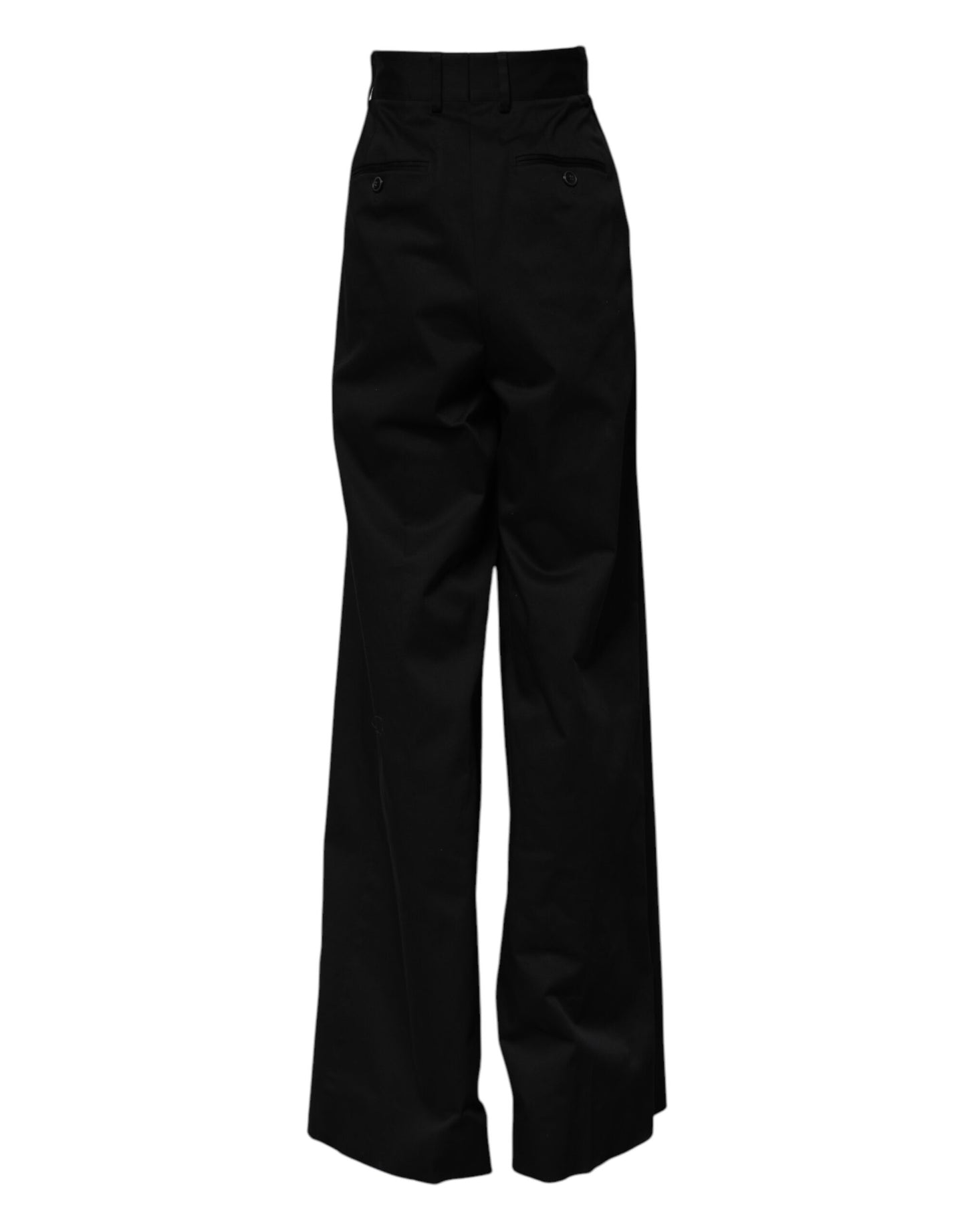 Pantalon large taille haute en coton noir Dolce &amp; Gabbana