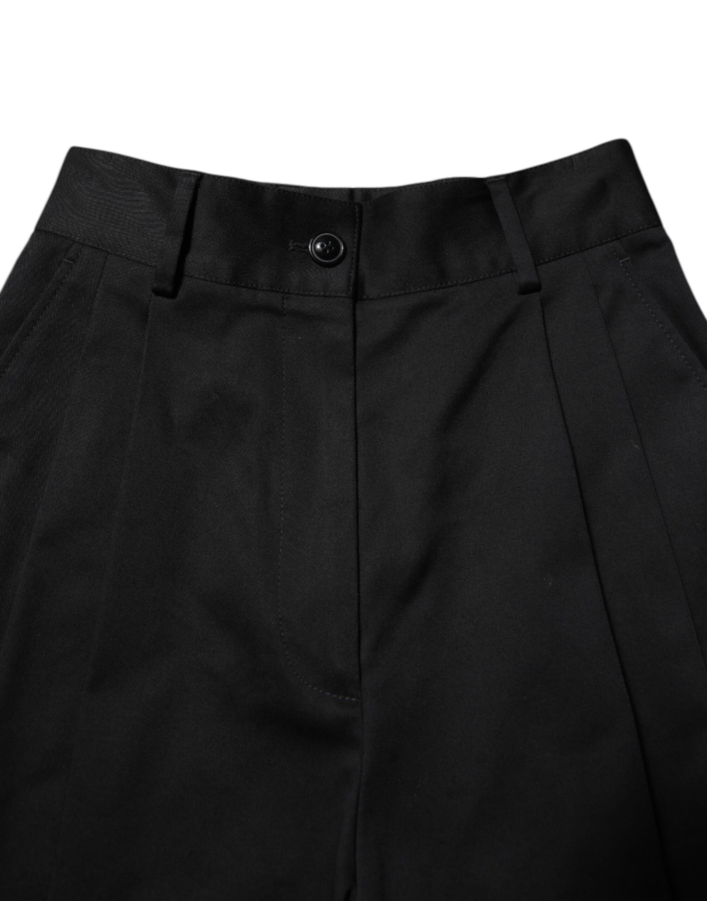 Pantalon large taille haute en coton noir Dolce &amp; Gabbana