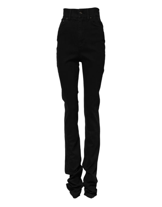 Jean skinny taille haute en coton noir Dolce &amp; Gabbana 
