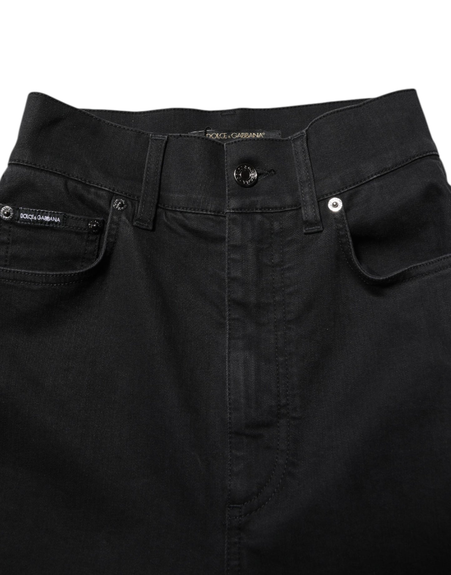 Jean skinny taille haute en coton noir Dolce &amp; Gabbana 