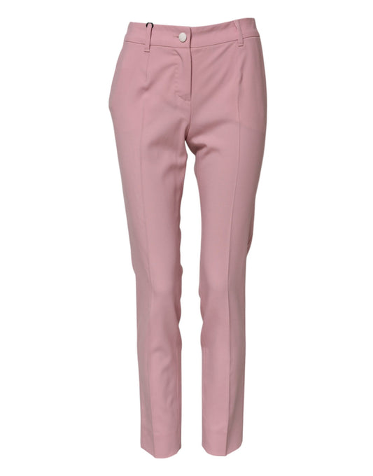 Pantalon fuselé taille haute en laine rose Dolce &amp; Gabbana