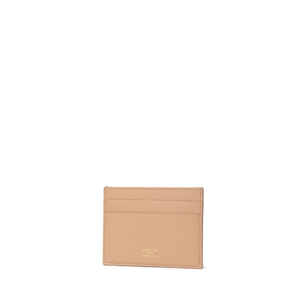 Porte-cartes en cuir beige Balenciaga