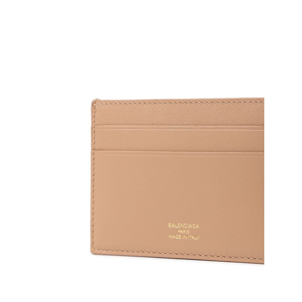 Porte-cartes en cuir beige Balenciaga