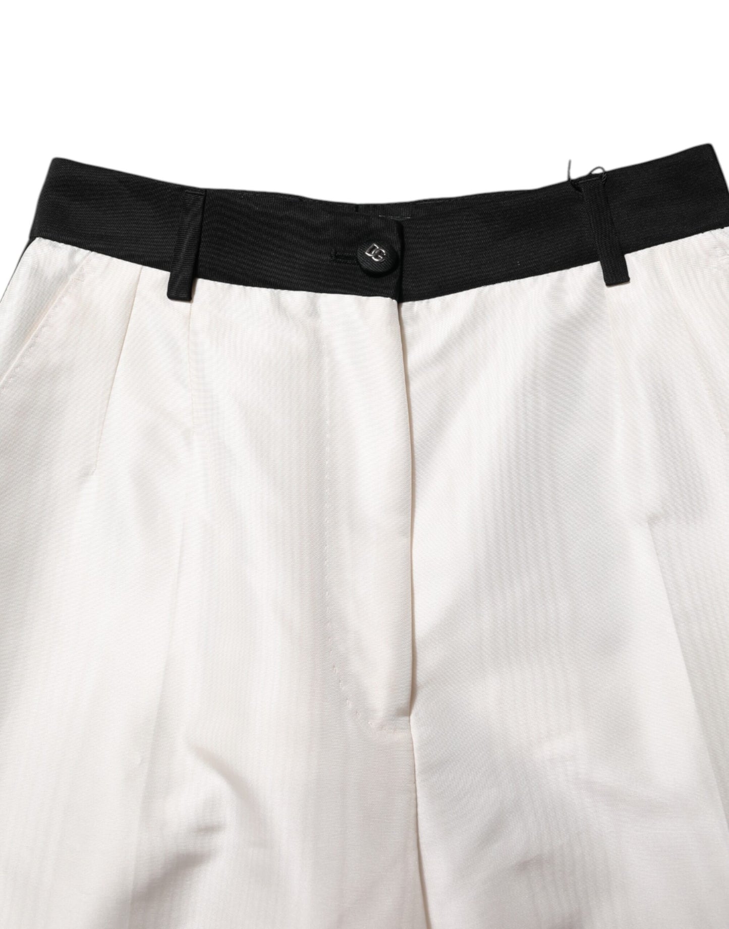 Dolce & Gabbana White High Waist Straight Dress Trouser Pants