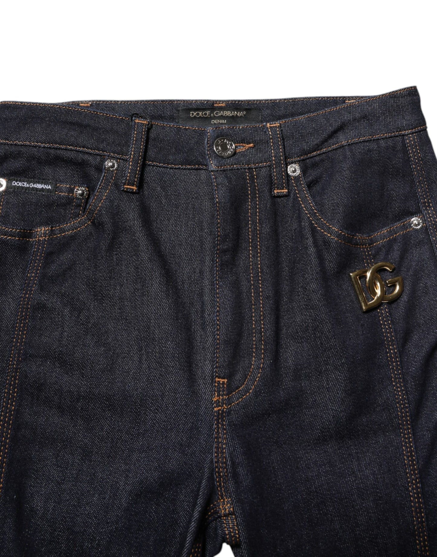 Jean bootcut taille moyenne en coton noir Dolce &amp; Gabbana 