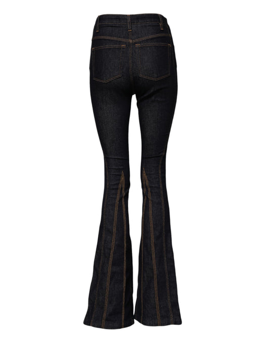 Jean bootcut taille moyenne en coton noir Dolce &amp; Gabbana 