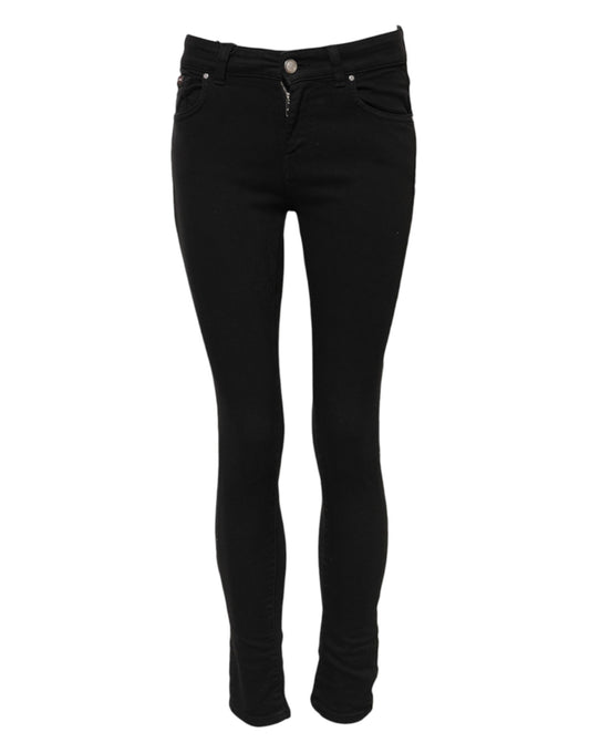 Jean skinny taille moyenne en coton noir Dolce &amp; Gabbana 