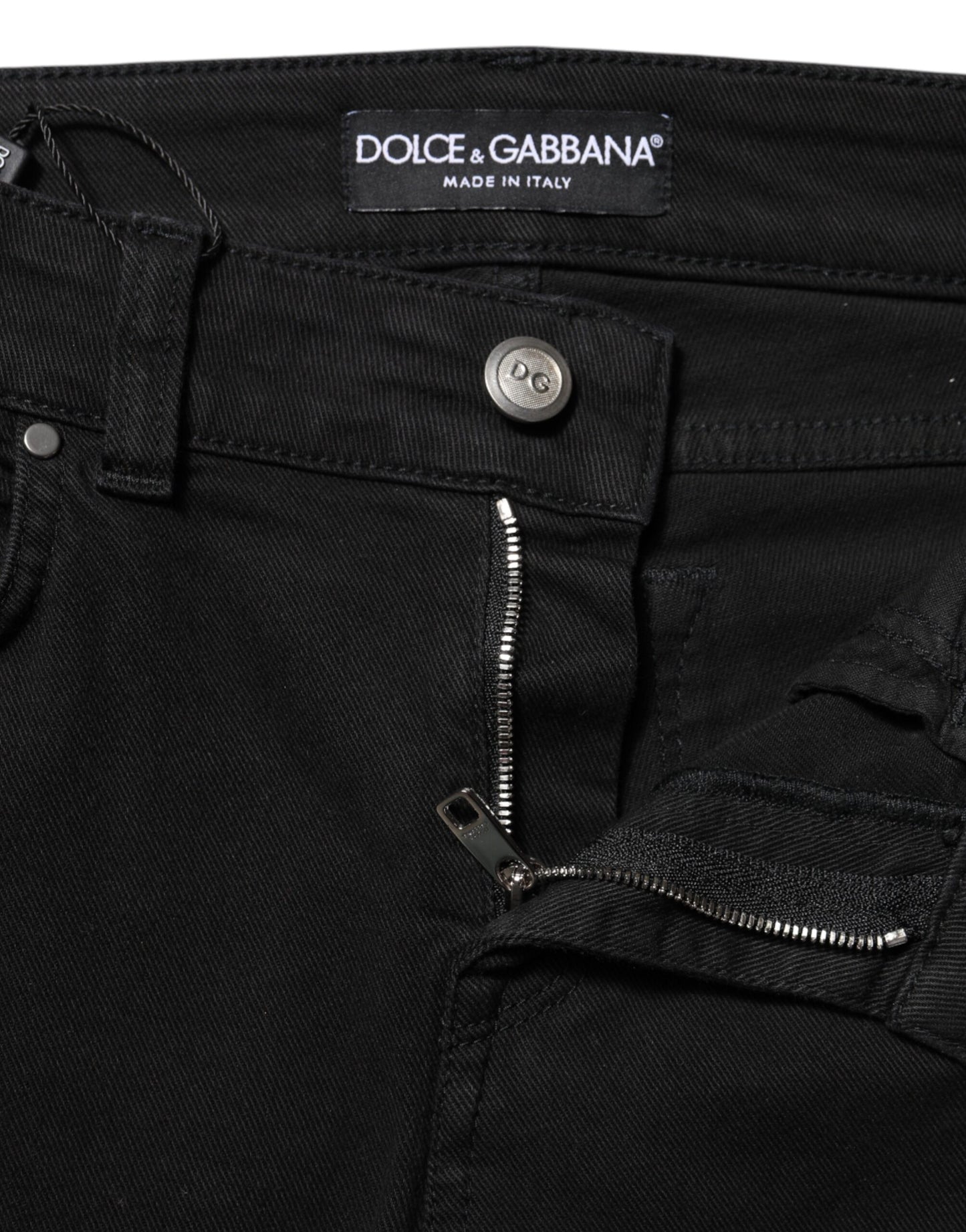 Jean skinny taille moyenne en coton noir Dolce &amp; Gabbana 