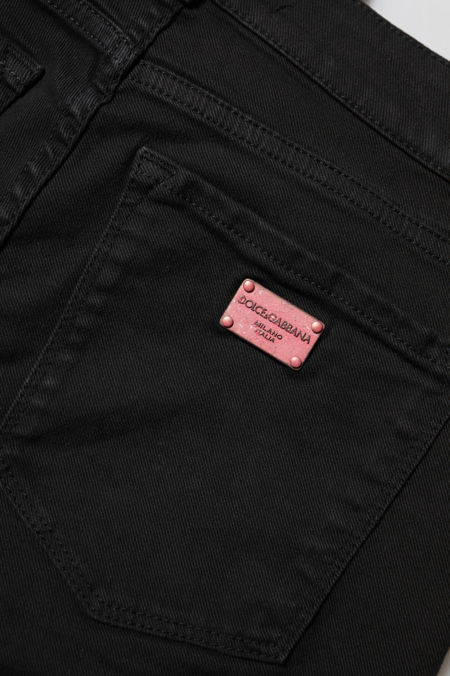 Jean skinny taille moyenne en coton noir Dolce &amp; Gabbana 