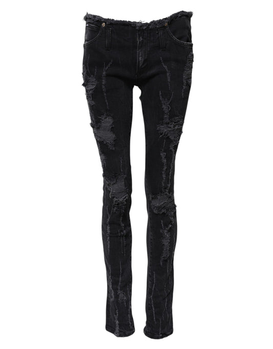 Jean skinny en coton noir déchiré Dolce &amp; Gabbana 