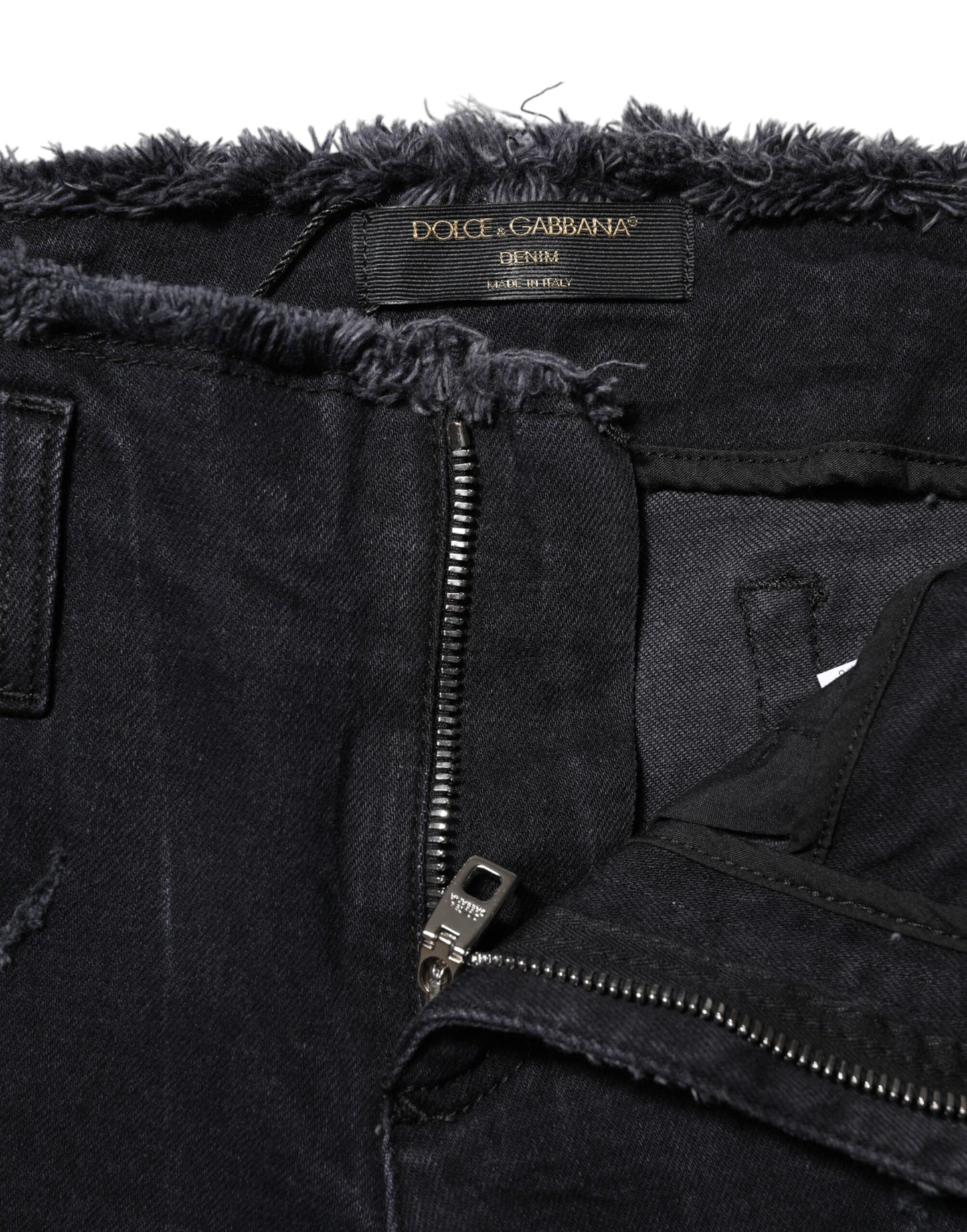 Jean skinny en coton noir déchiré Dolce &amp; Gabbana 