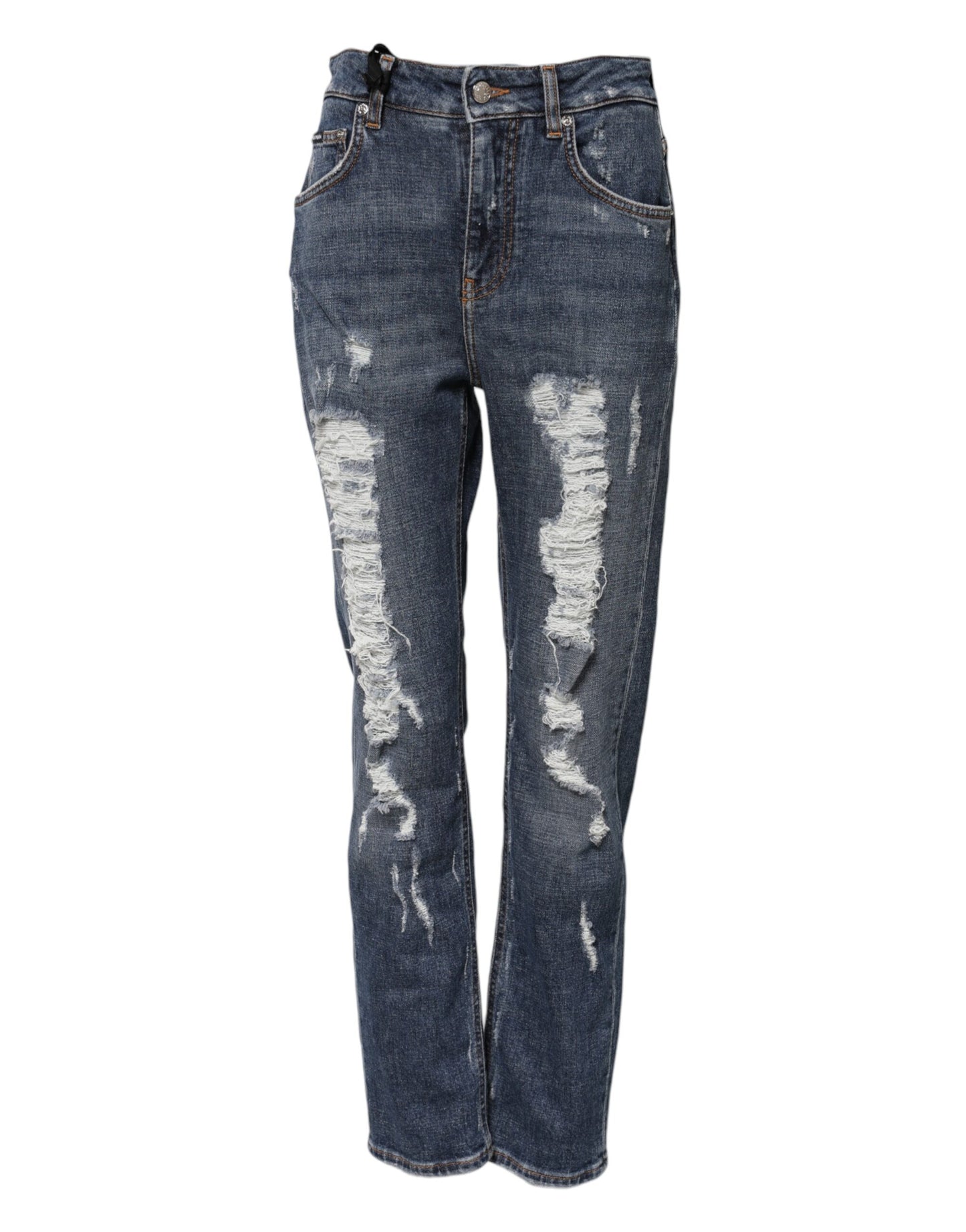 Jean boyfriend en coton bleu déchiré Dolce &amp; Gabbana 