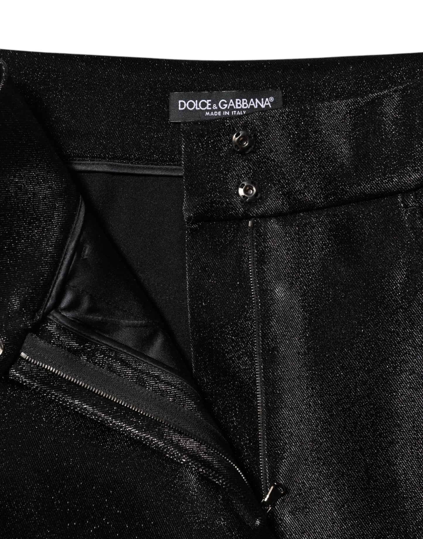 Pantalon skinny en coton stretch noir Dolce &amp; Gabbana en fil de lurex 