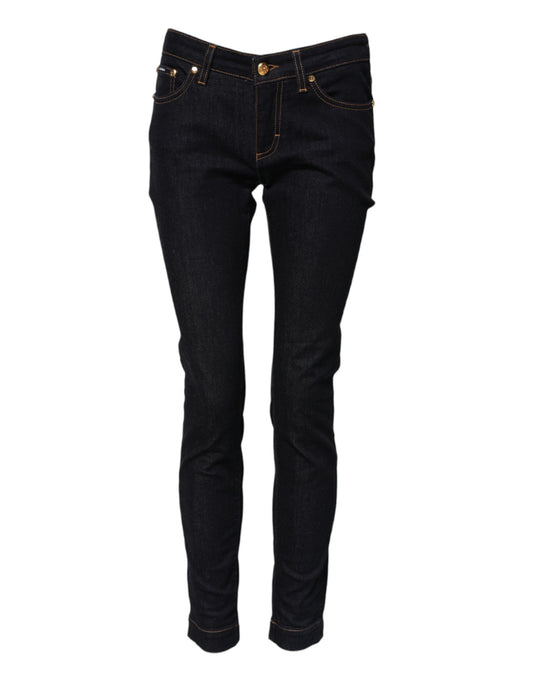 Jean skinny taille basse en coton bleu Dolce &amp; Gabbana PRETTY 