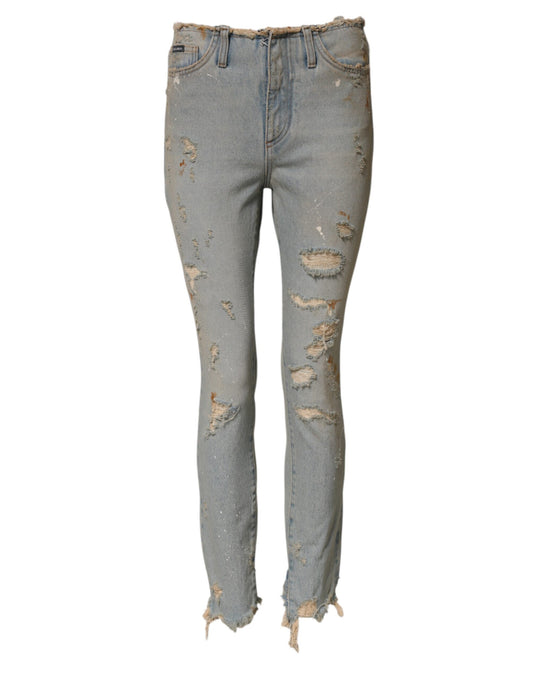 Jean skinny taille haute bleu clair Dolce &amp; Gabbana 