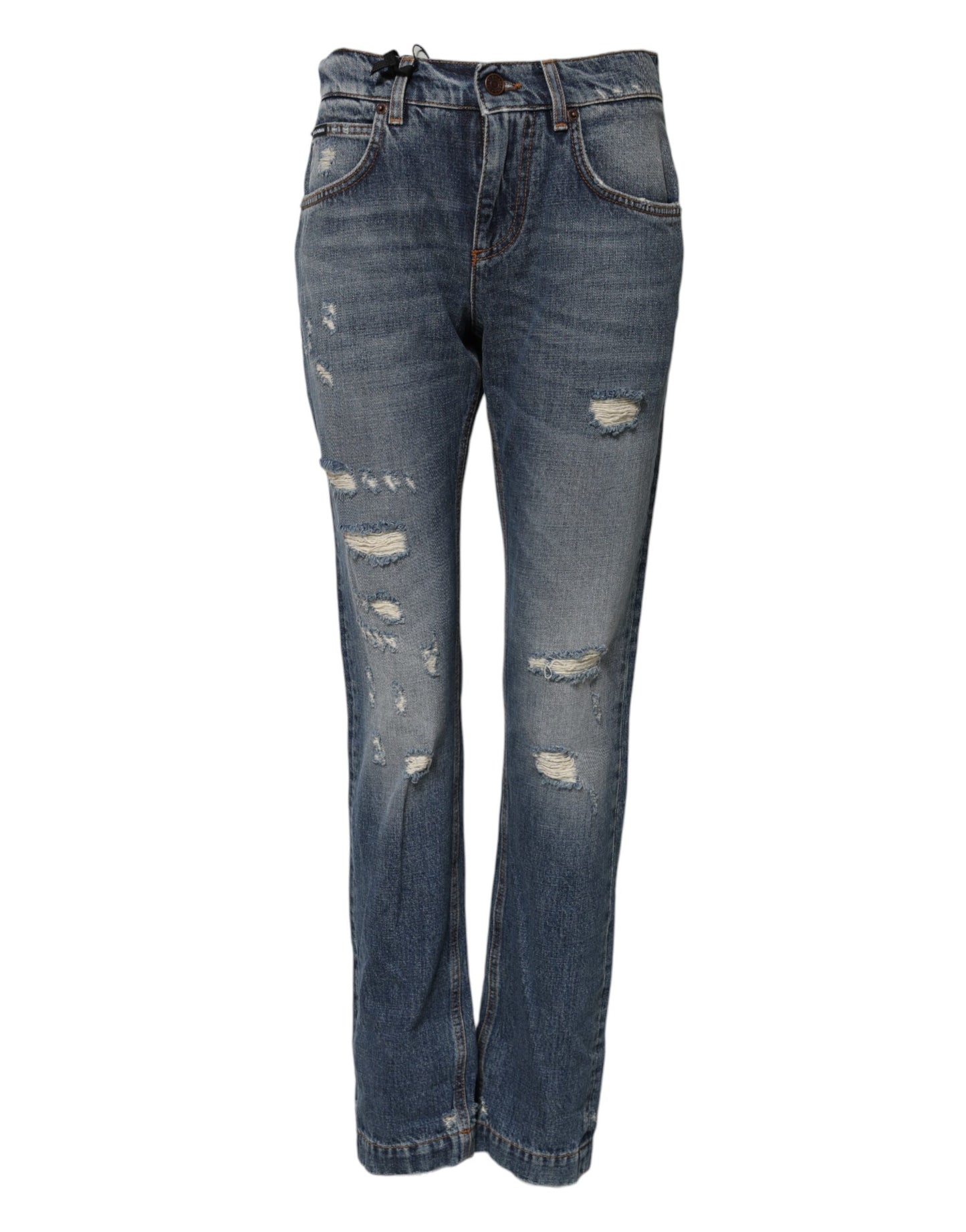 Jean boyfriend en coton bleu déchiré Dolce &amp; Gabbana 