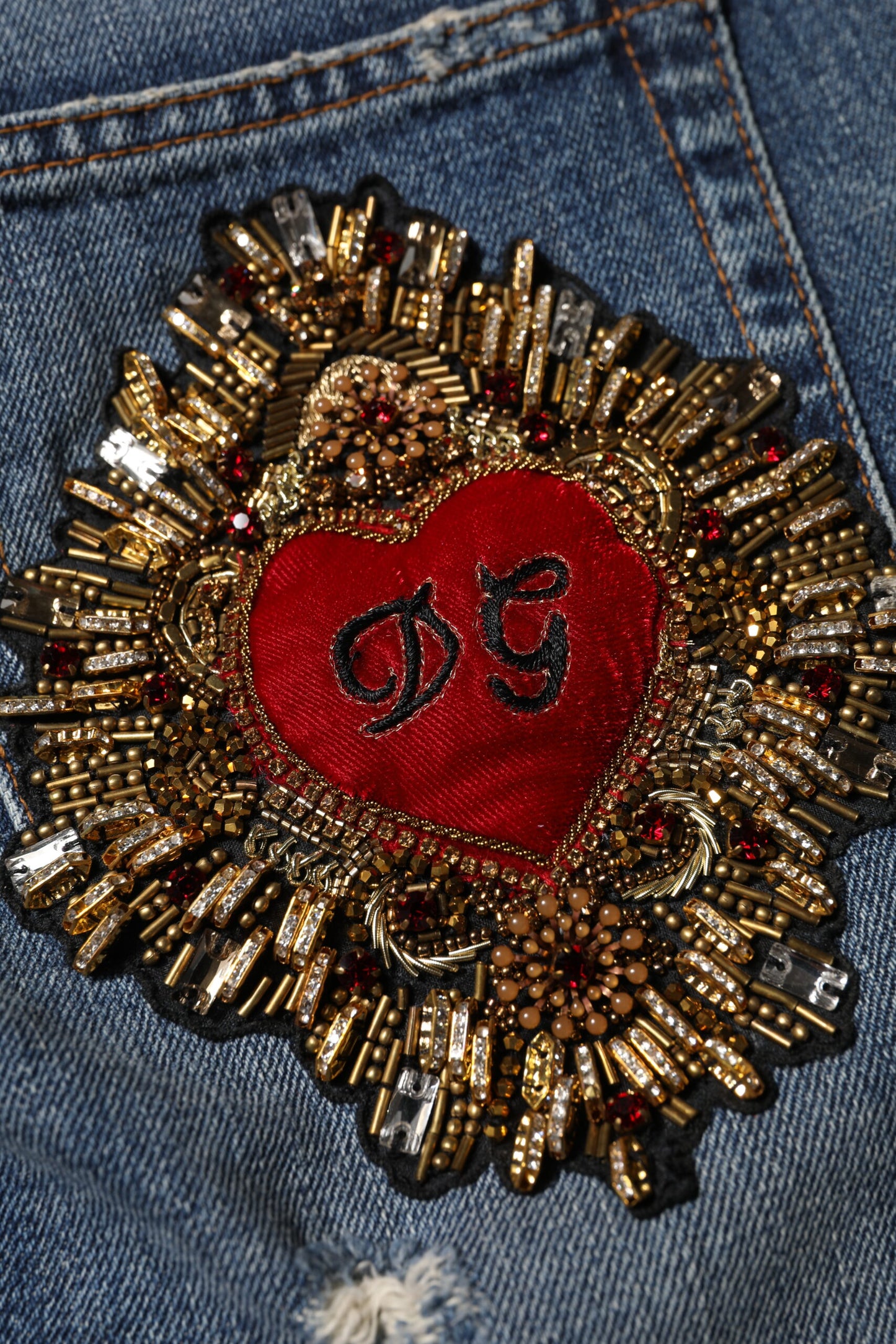 Jean boyfriend en coton bleu déchiré Dolce &amp; Gabbana 