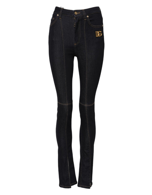 Jean skinny taille haute en coton bleu Dolce &amp; Gabbana 