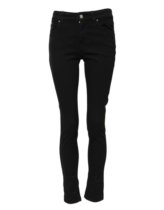 Jean skinny taille moyenne en coton noir Dolce &amp; Gabbana 