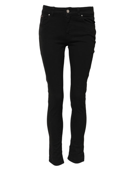 Jean skinny taille moyenne en coton noir Dolce &amp; Gabbana 