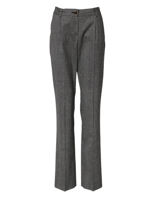 Pantalon évasé taille haute à carreaux gris Dolce &amp; Gabbana 