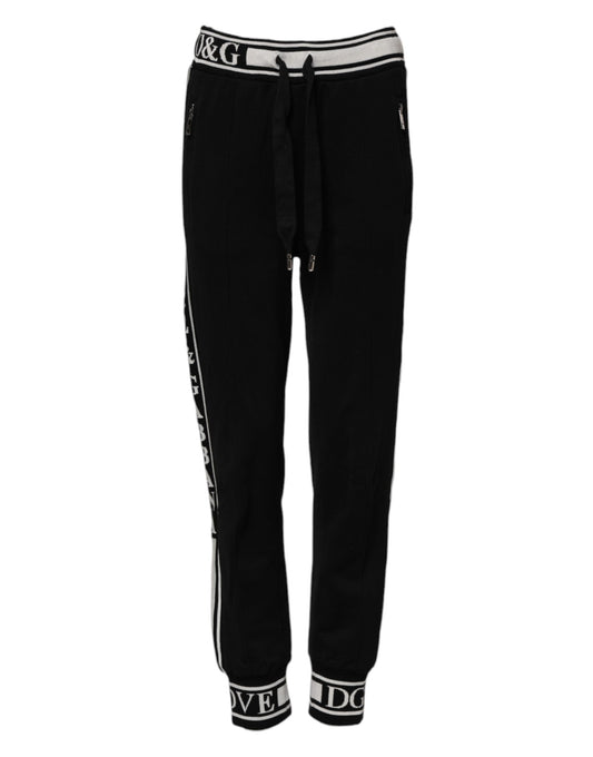 Pantalon de jogging en coton noir avec logo Dolce &amp; Gabbana 