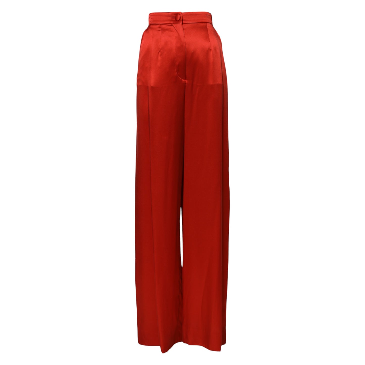 Dolce &amp; Gabbana Rote Satinhose mit hoher Taille und weitem Bein 
