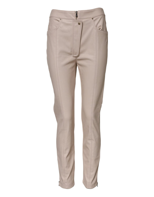 Pantalon fuselé taille haute beige Elisabetta Franchi 