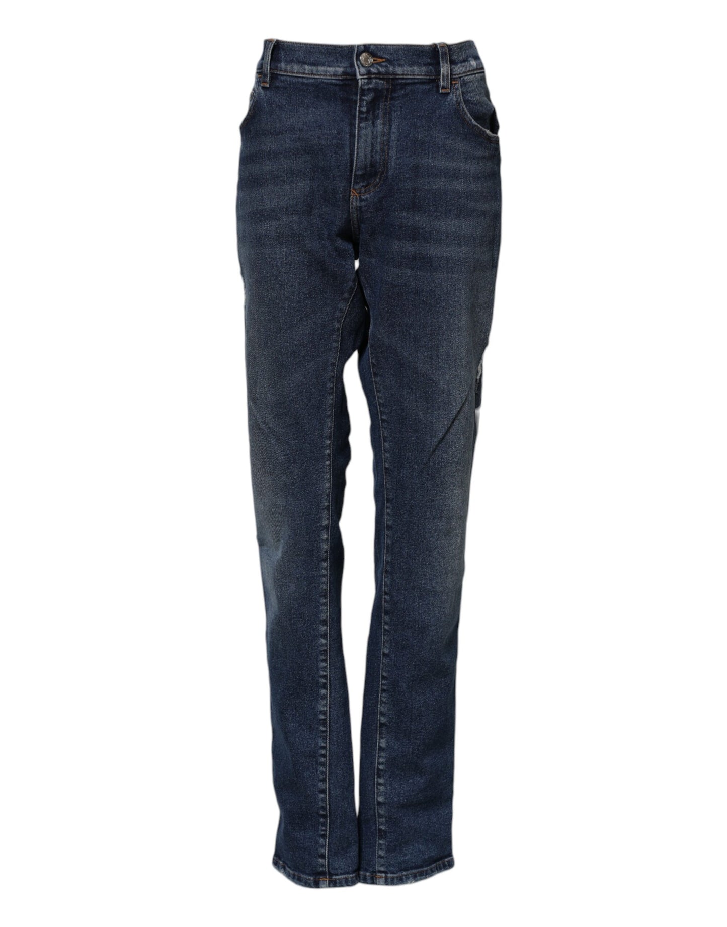 Dolce & Gabbana Blue Cotton Mid Waisted Straight Denim Jeans