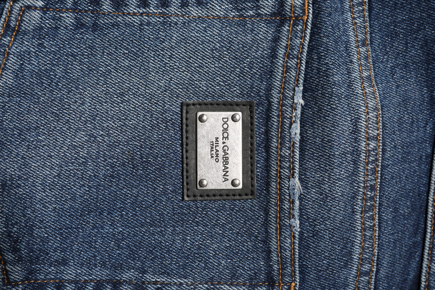 Jean droit taille moyenne en coton bleu Dolce &amp; Gabbana 
