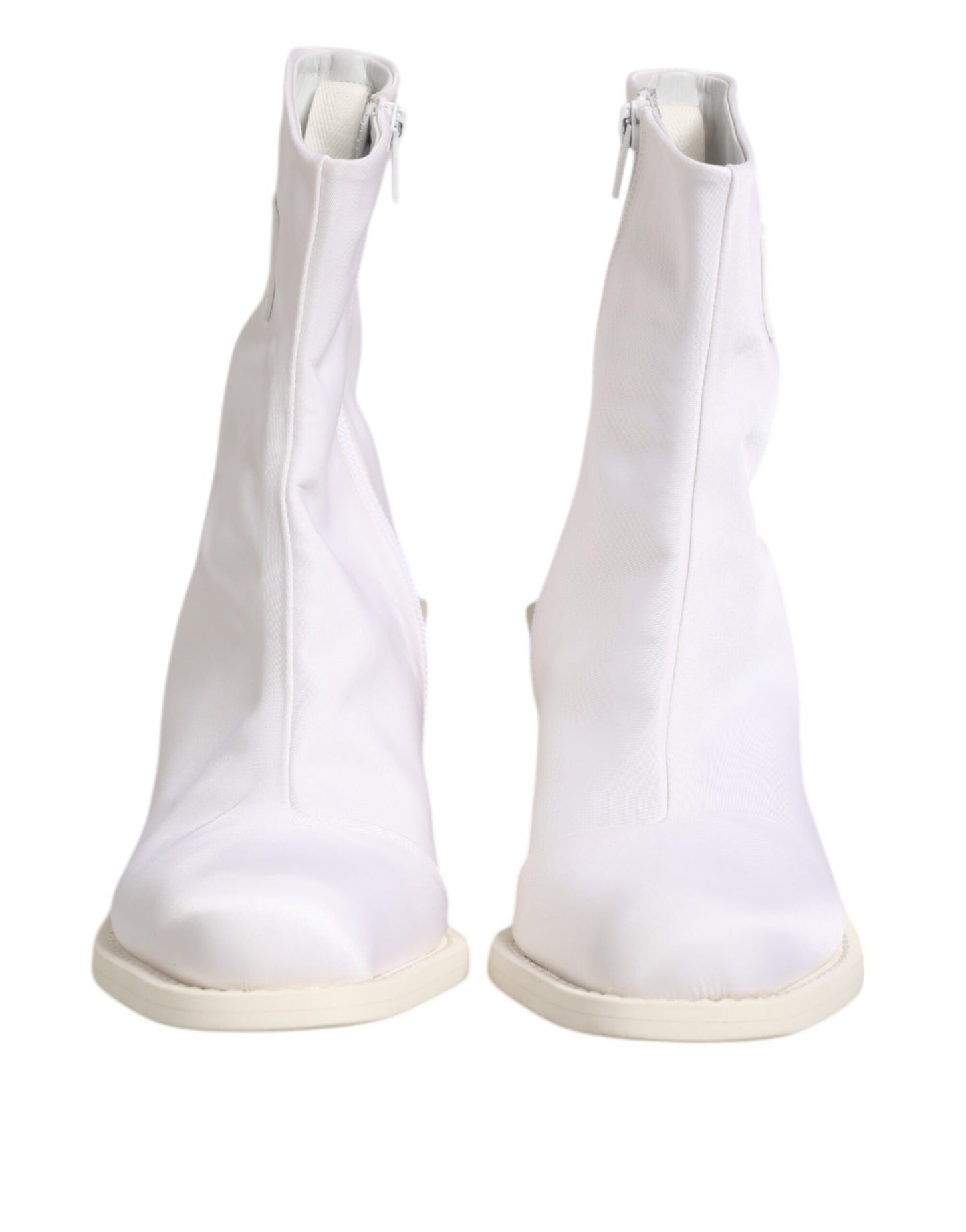 Bottines zippées à talon carré blanches Maison Margiela