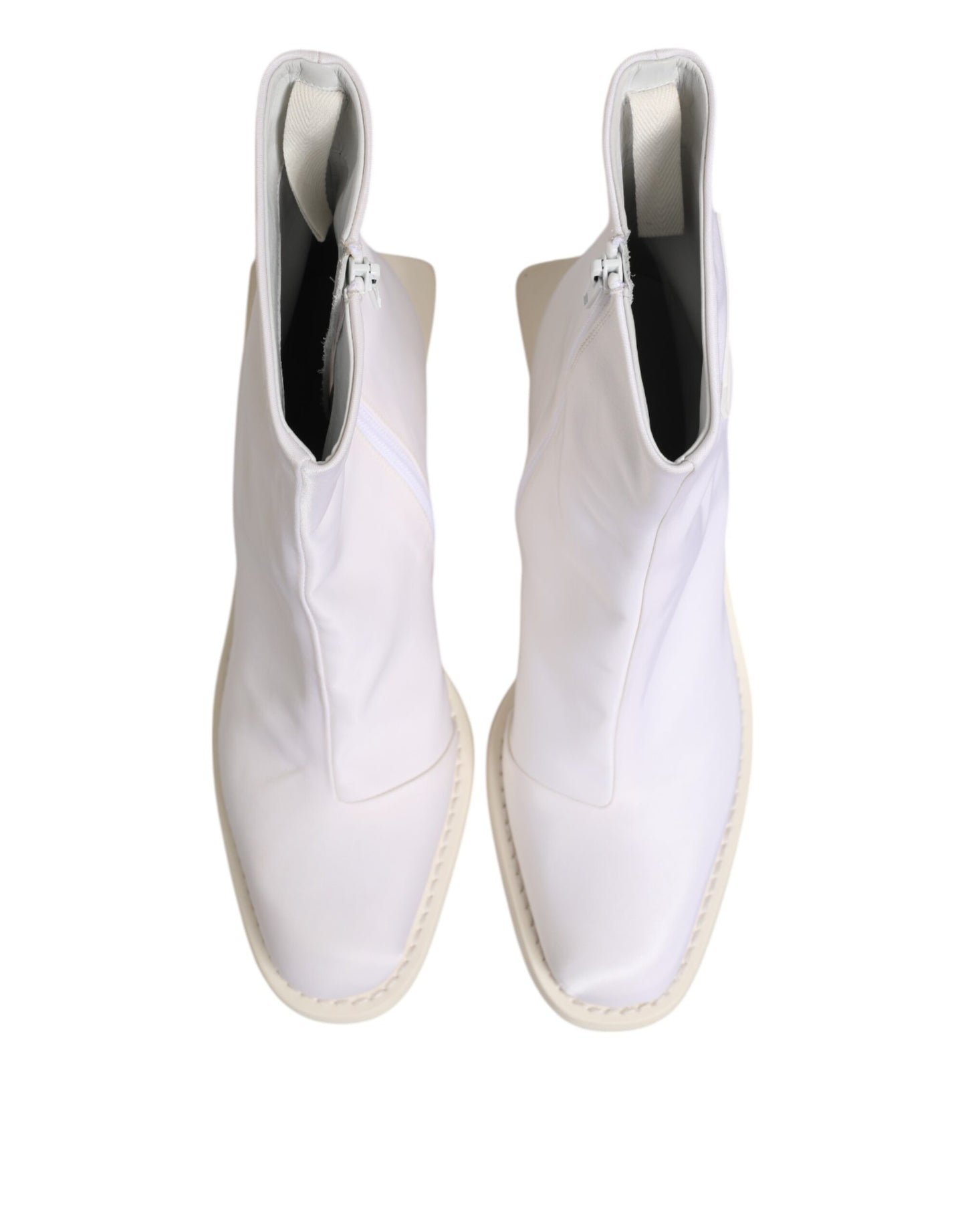 Bottines zippées à talon carré blanches Maison Margiela