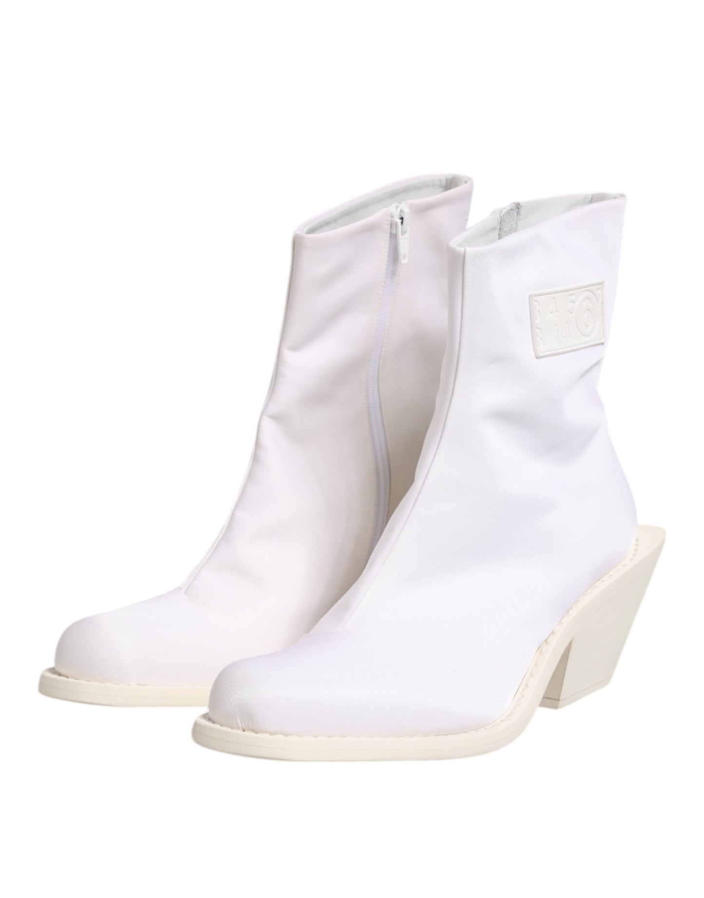 Bottines zippées à talon carré blanches Maison Margiela