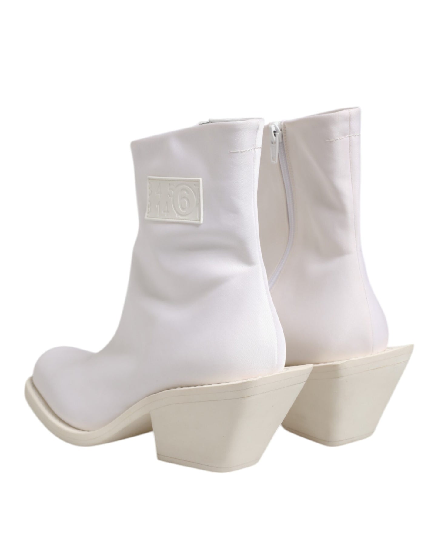 Bottines zippées à talon carré blanches Maison Margiela