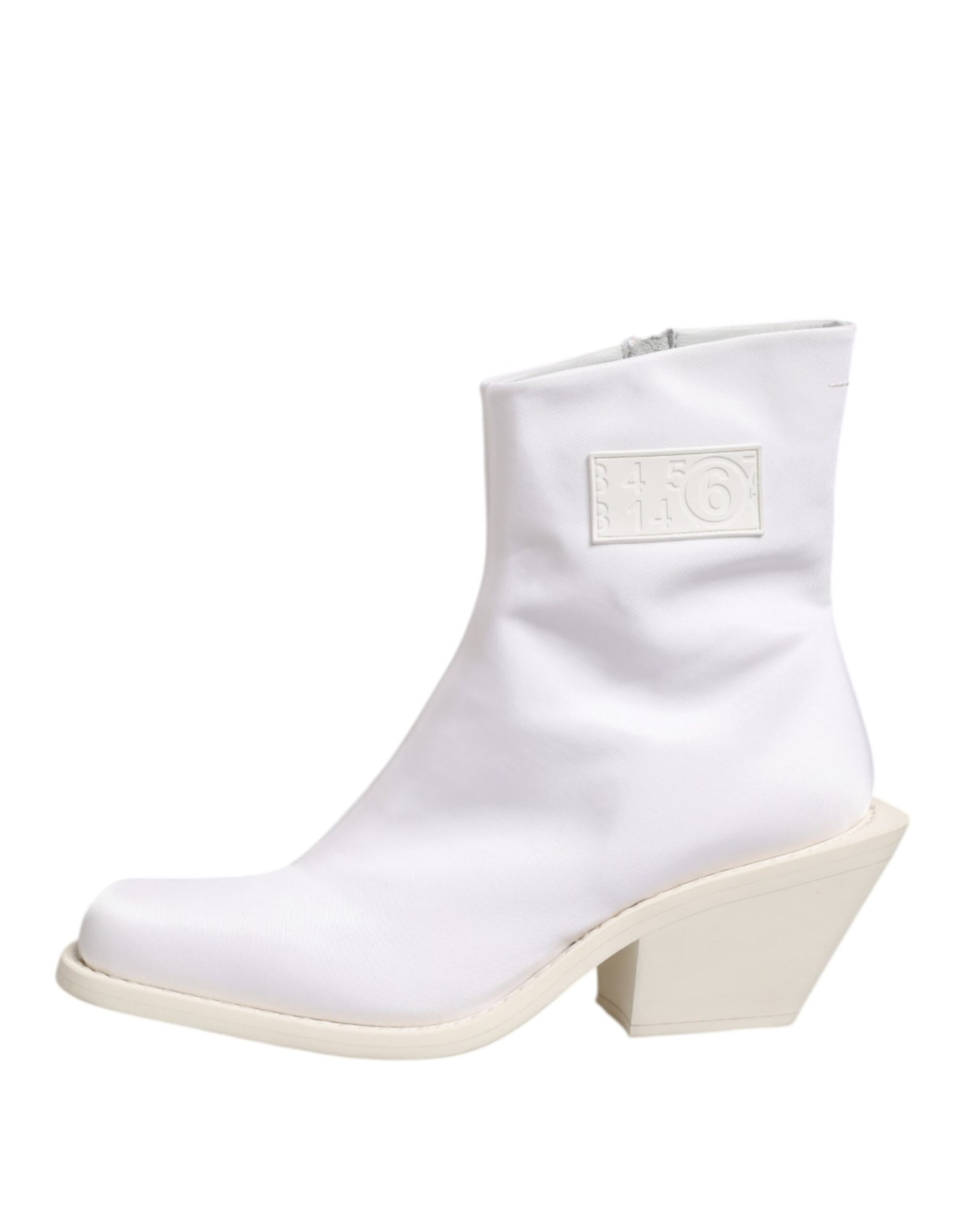 Bottines zippées à talon carré blanches Maison Margiela