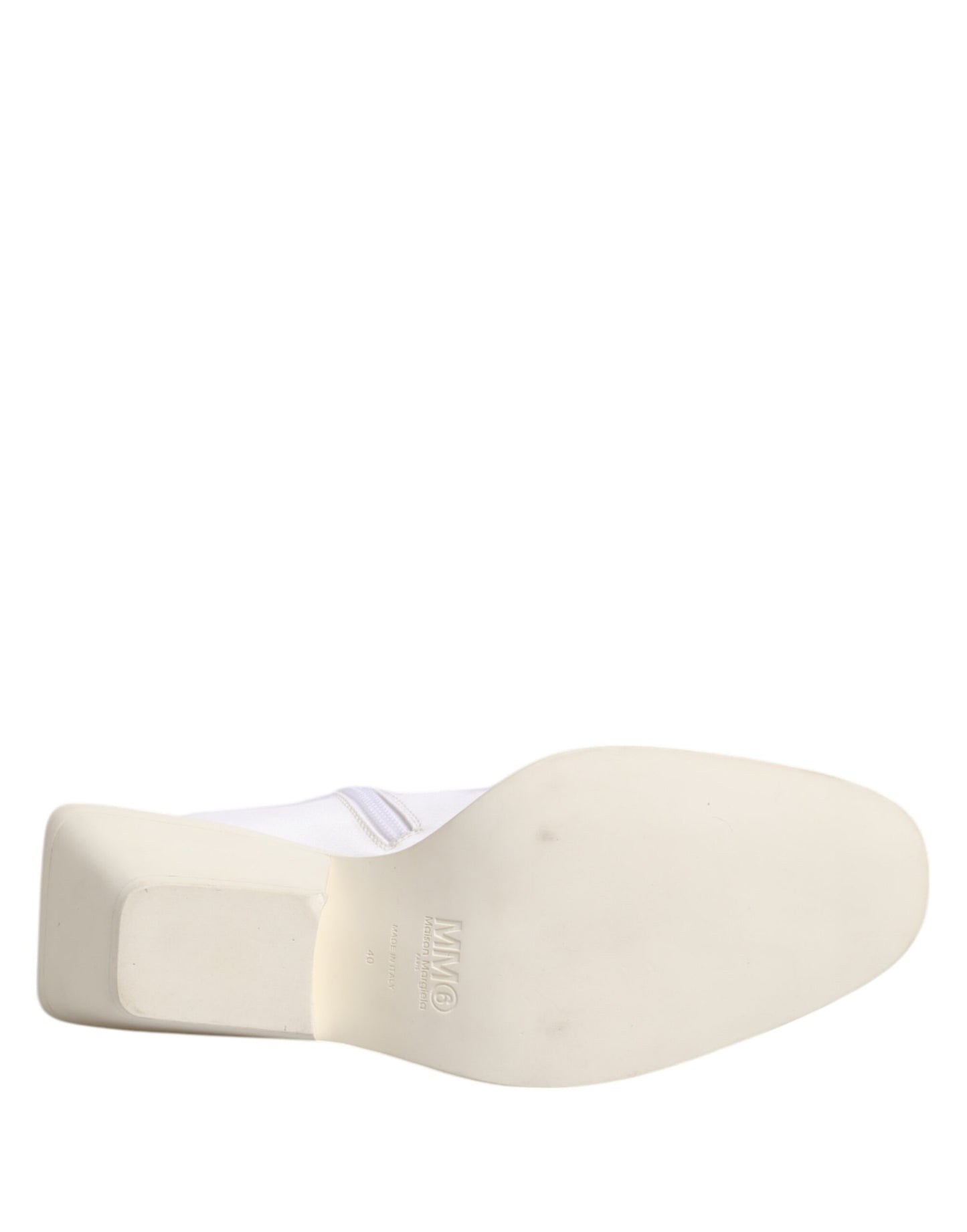 Bottines zippées à talon carré blanches Maison Margiela