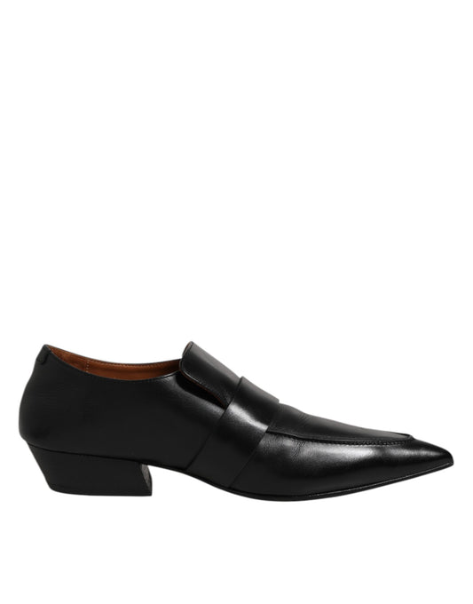 Mocassins Marsell en cuir souple noir à bout pointu, chaussures à enfiler