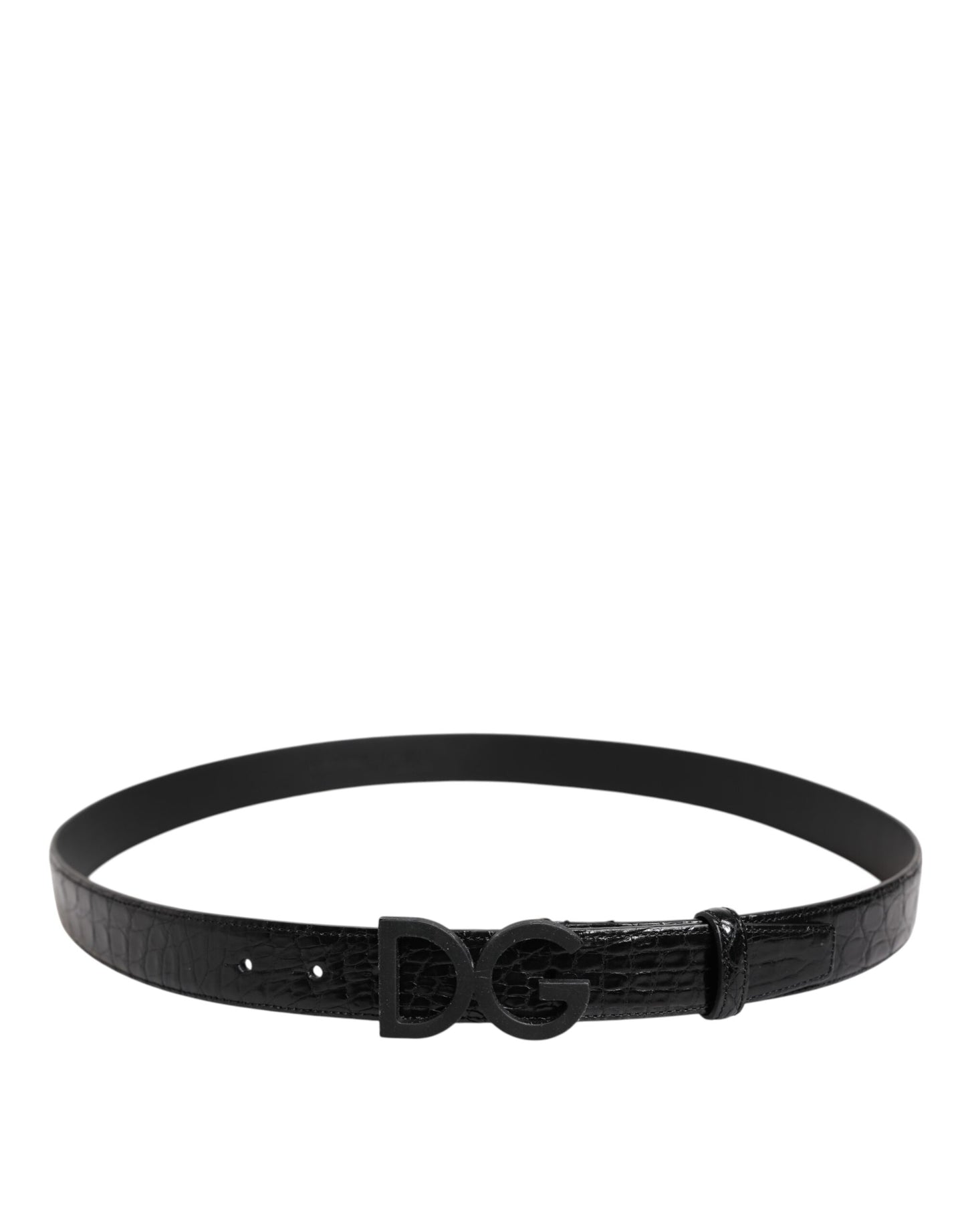 Dolce & Gabbana Black Leather Classic Metal DG Buckle Belt