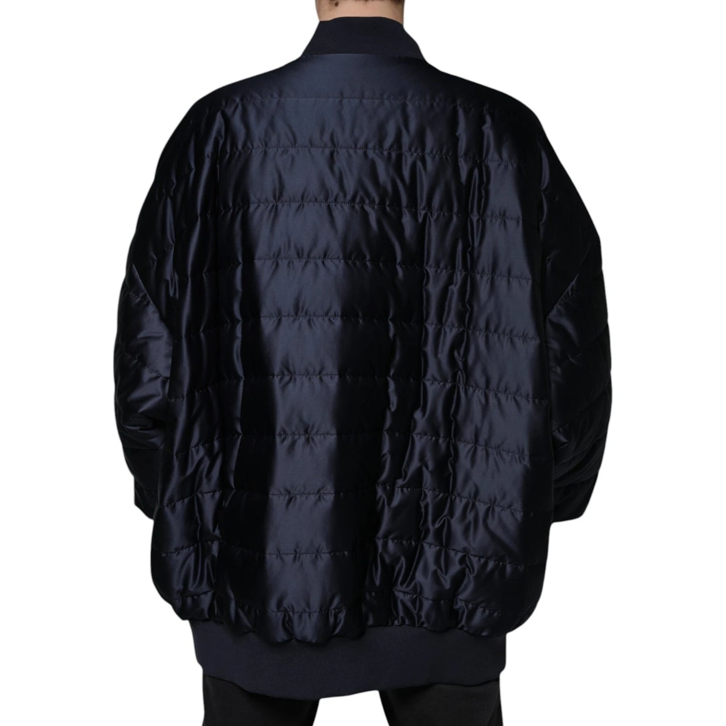Dolce & Gabbana Dark Blue Quilted Full Zip Bomber Jacket