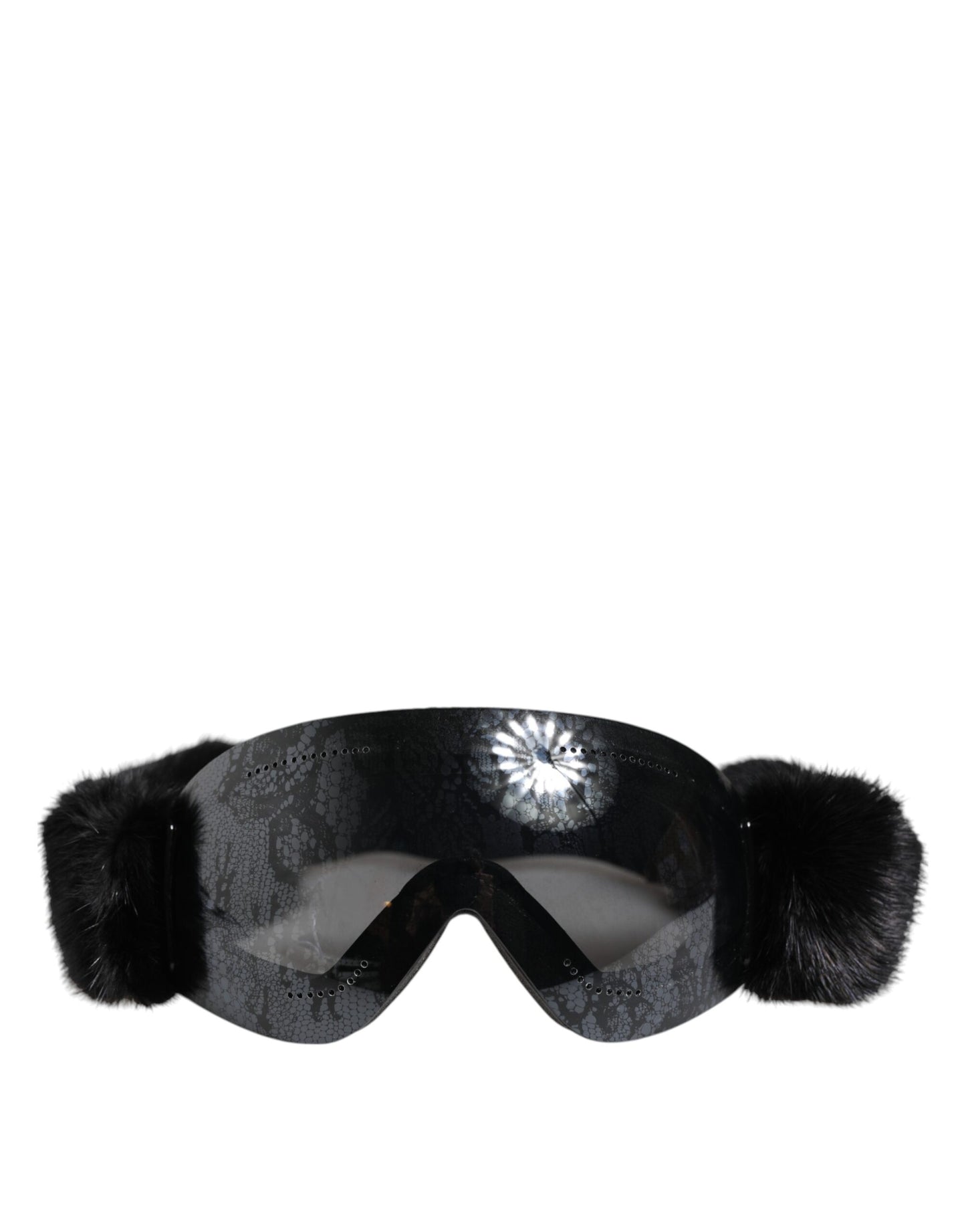 Lunettes de soleil Dolce &amp; Gabbana noires BI0759 en dentelle effet miroir pour masque de ski